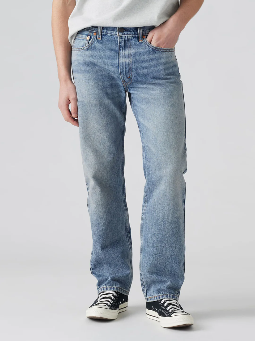 Men's 555'96 Blue Relaxed Straight Fit Mid Rise Jeans - Image 5