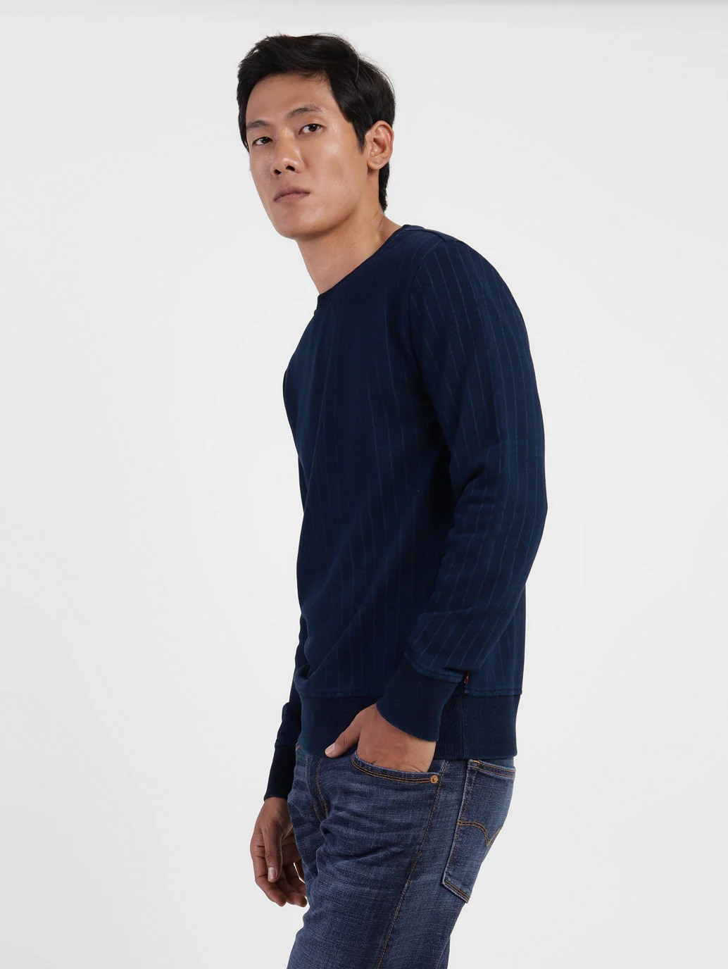 Men's Striped Crew Neck Sweatshirt - Image 3