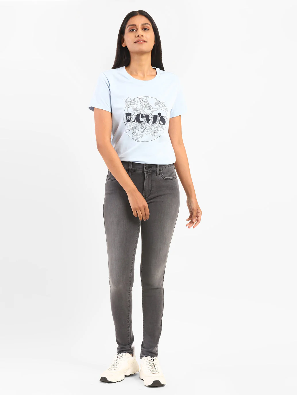 Women's 710 Grey Skinny Fit Mid Rise Jeans - Image 6