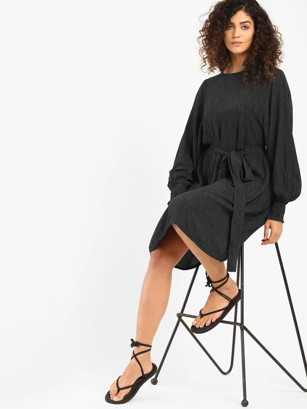 Women's Solid Round Neck Dress - Image 5