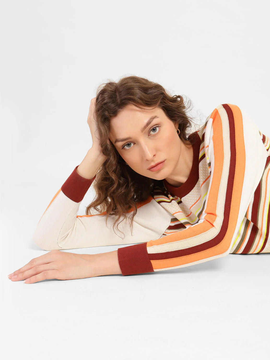 Women's Striped Round Neck Sweater - Image 2