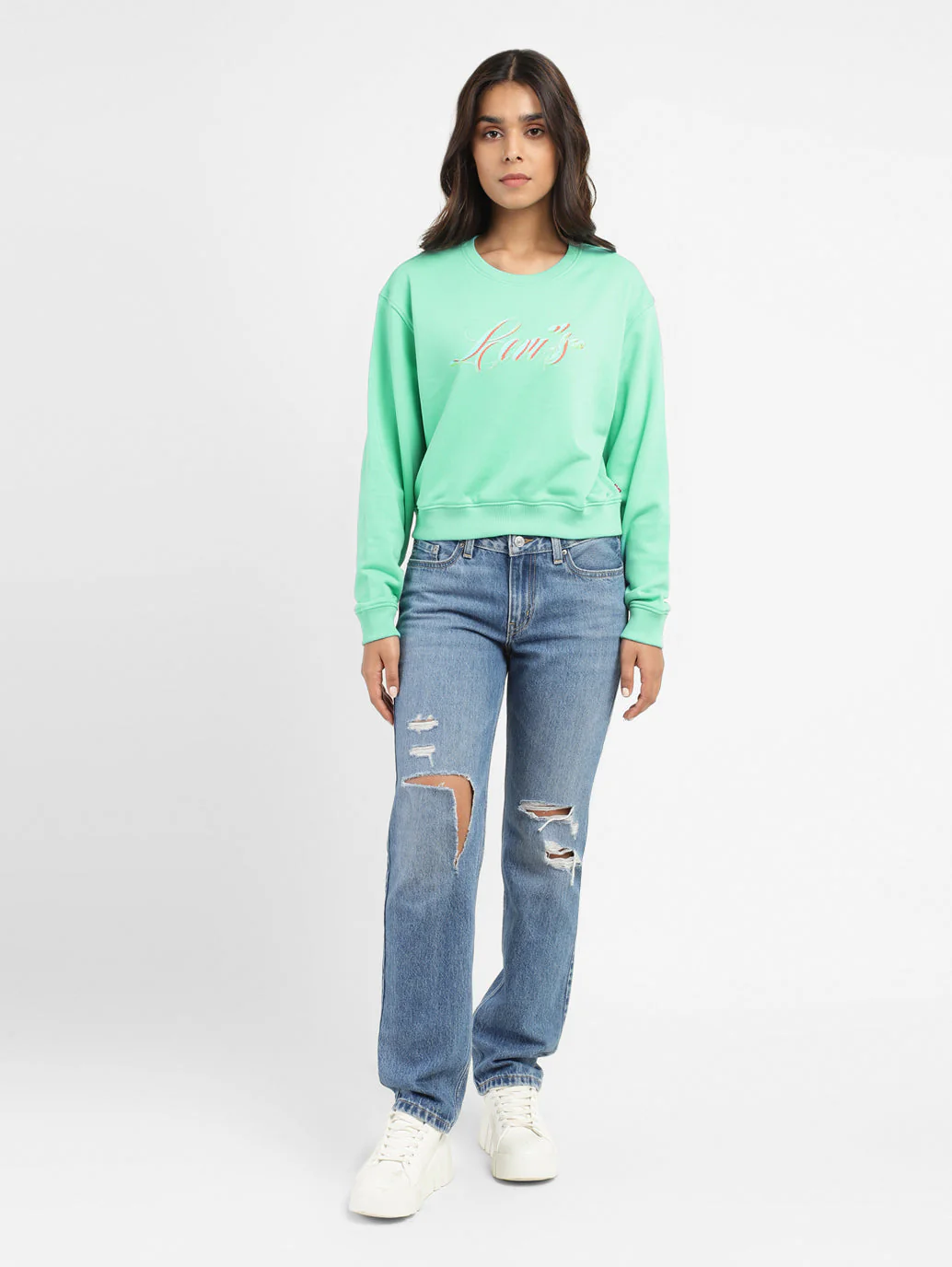 Women's Brand Logo Round Neck Sweatshirt - Image 6