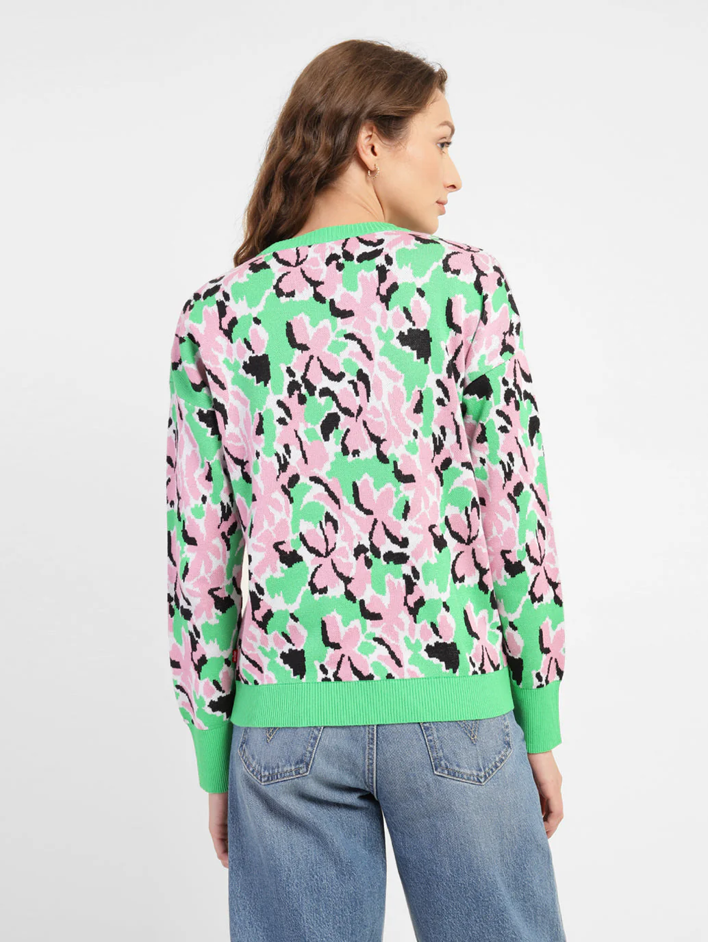 Women's Floral Print Crew Neck Sweater - Image 3