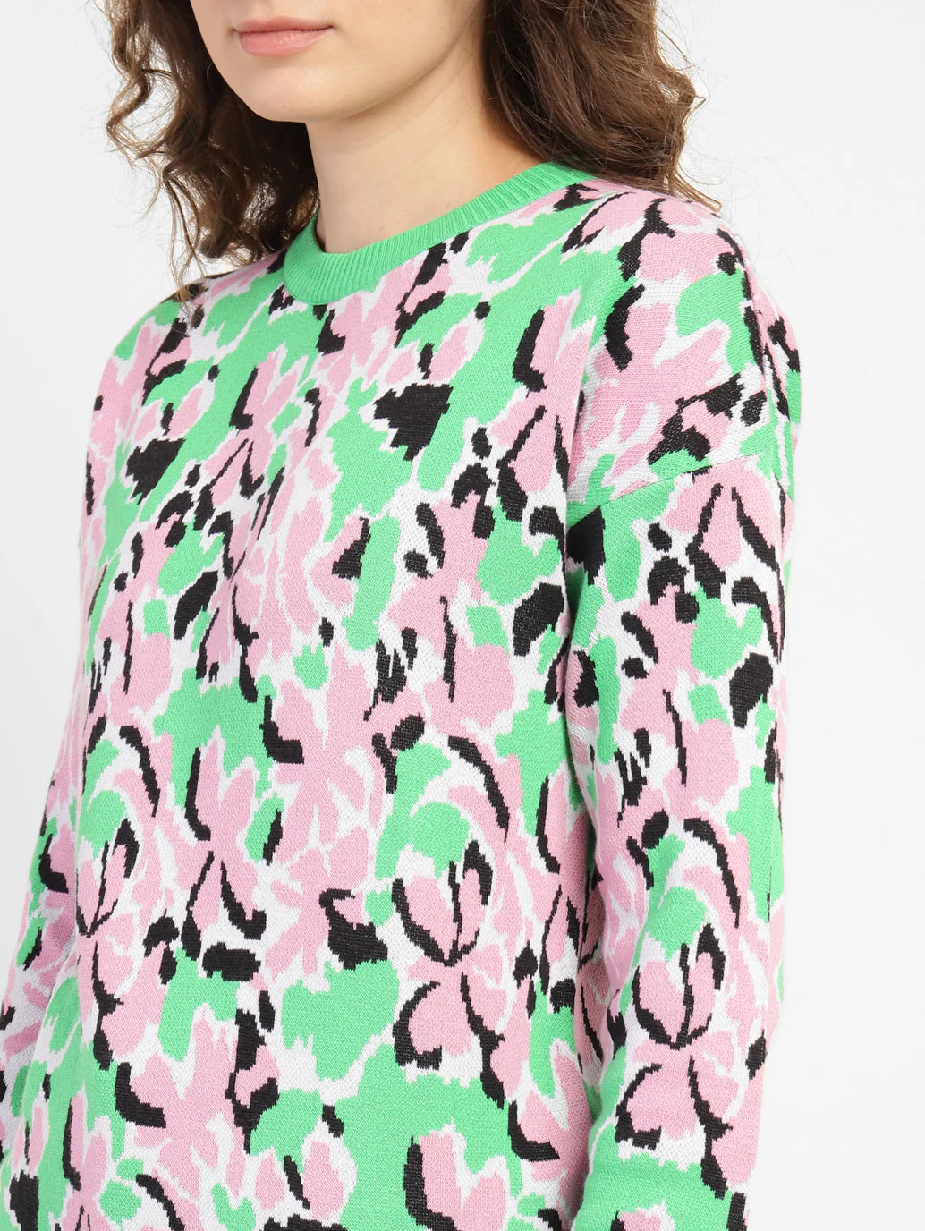Women's Floral Print Crew Neck Sweater - Image 5