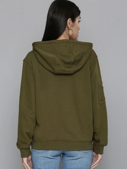 Women's Solid Hooded Sweatshirt - Image 2