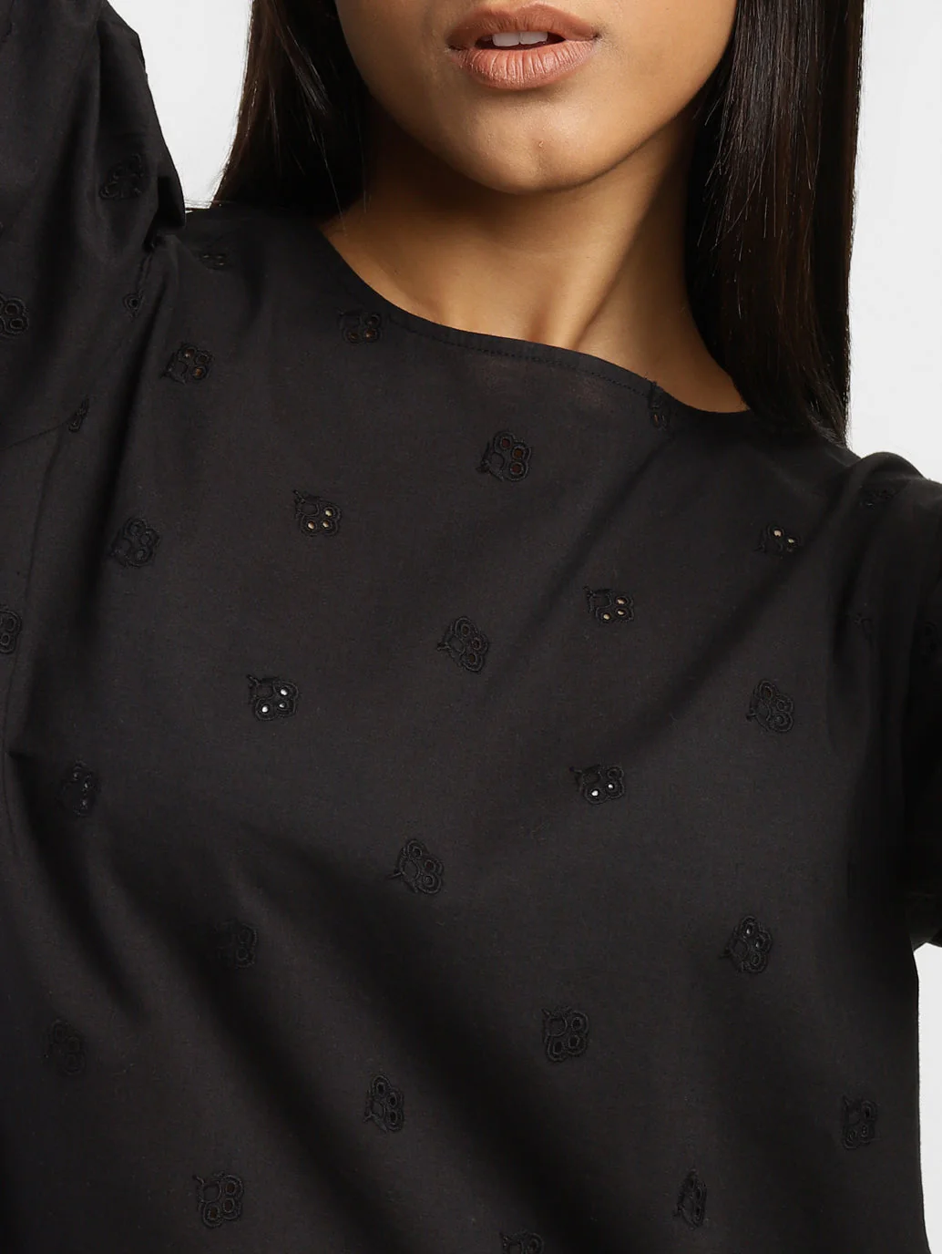 Women's Schiffli Round Neck Top - Image 5