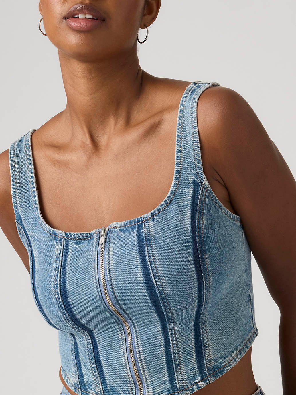 Women's Seamed Zip Bustier Top - Image 3