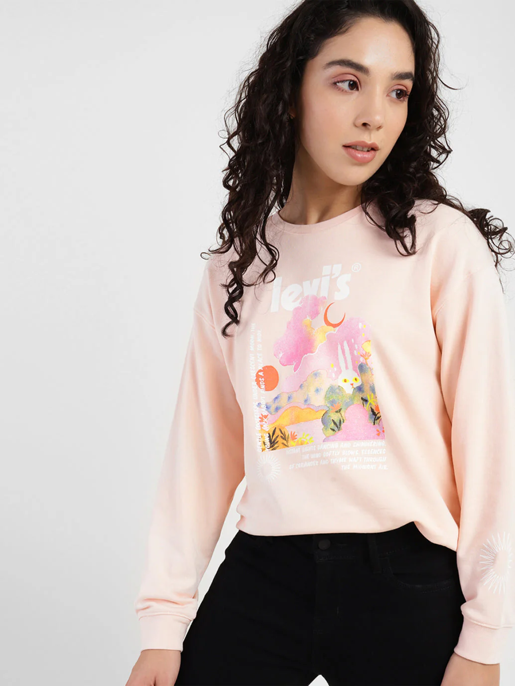 Women's Graphic Print Round Neck Sweatshirt