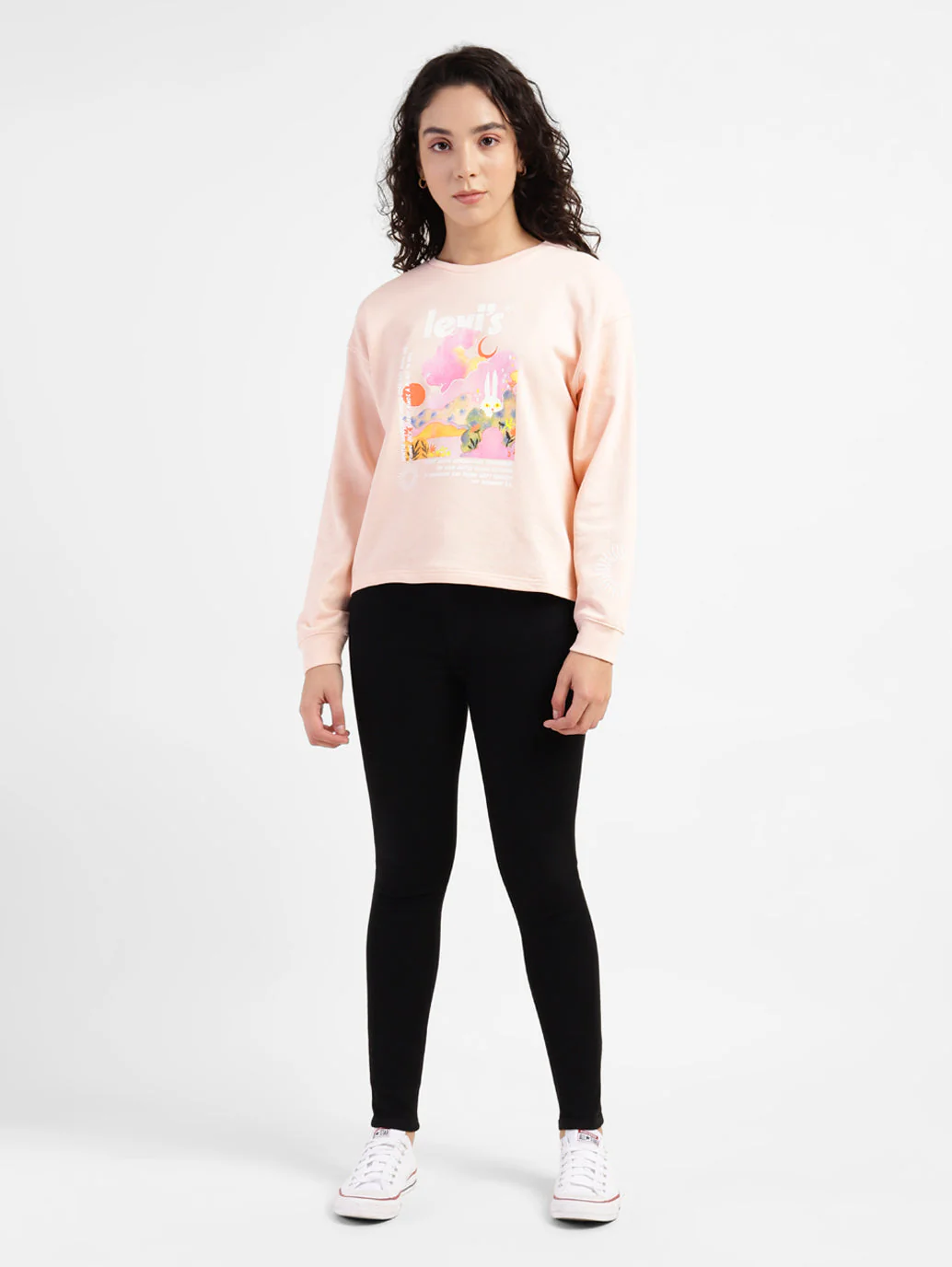 Women's Graphic Print Round Neck Sweatshirt - Image 5