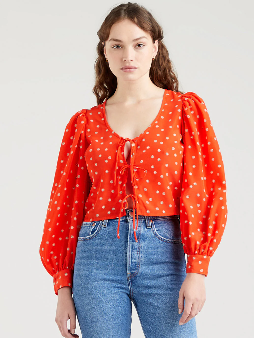 Women's Floral Print V Neck Top - Image 3
