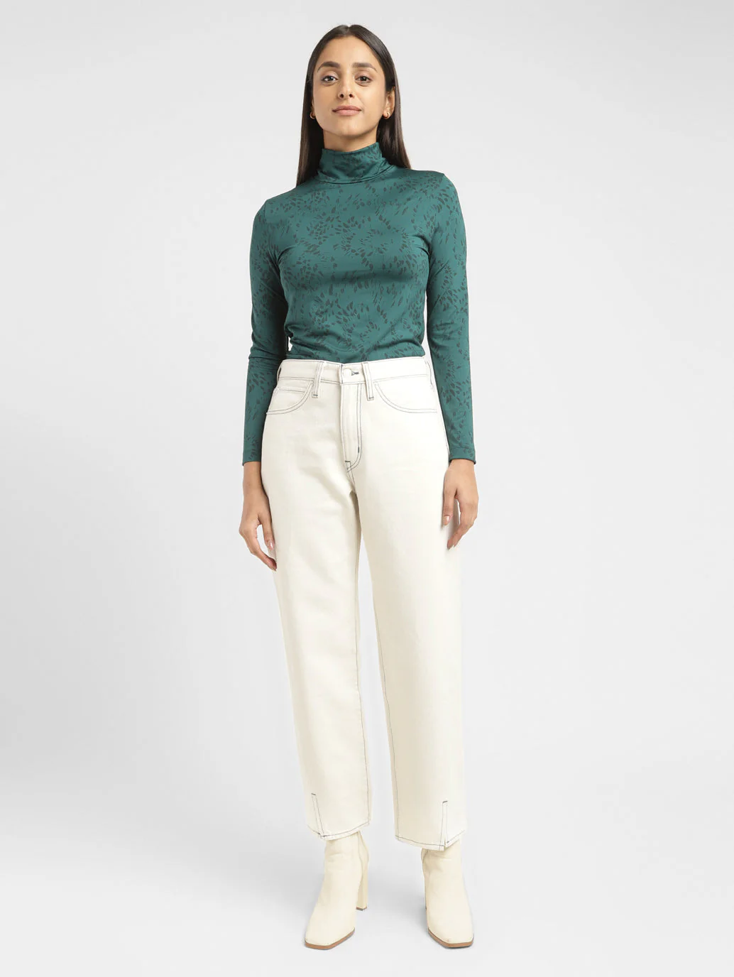 Women's 94 White Baggy Fit Mid Rise Jeans - Image 2