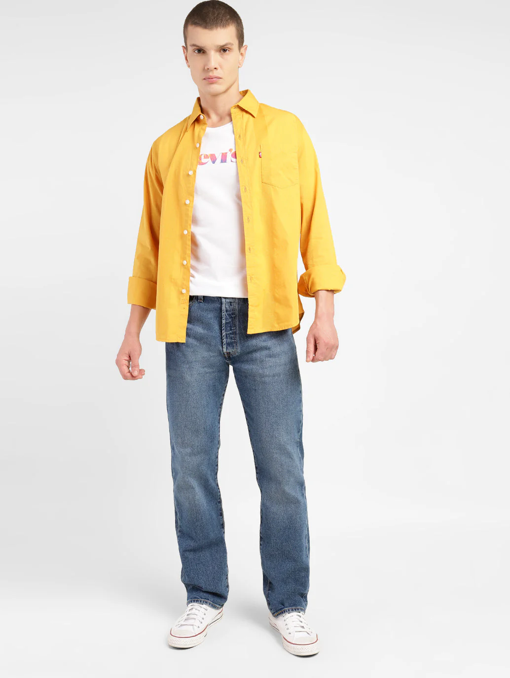 Men's 501 Blue Straight Fit Mid Rise Jeans - Image 8