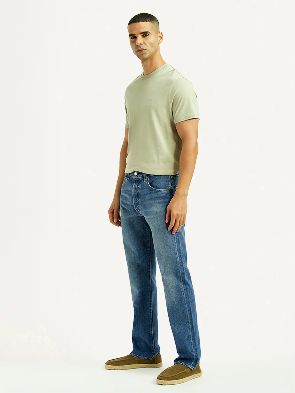 Men's 501 Blue Straight Fit Mid Rise Jeans - Image 6