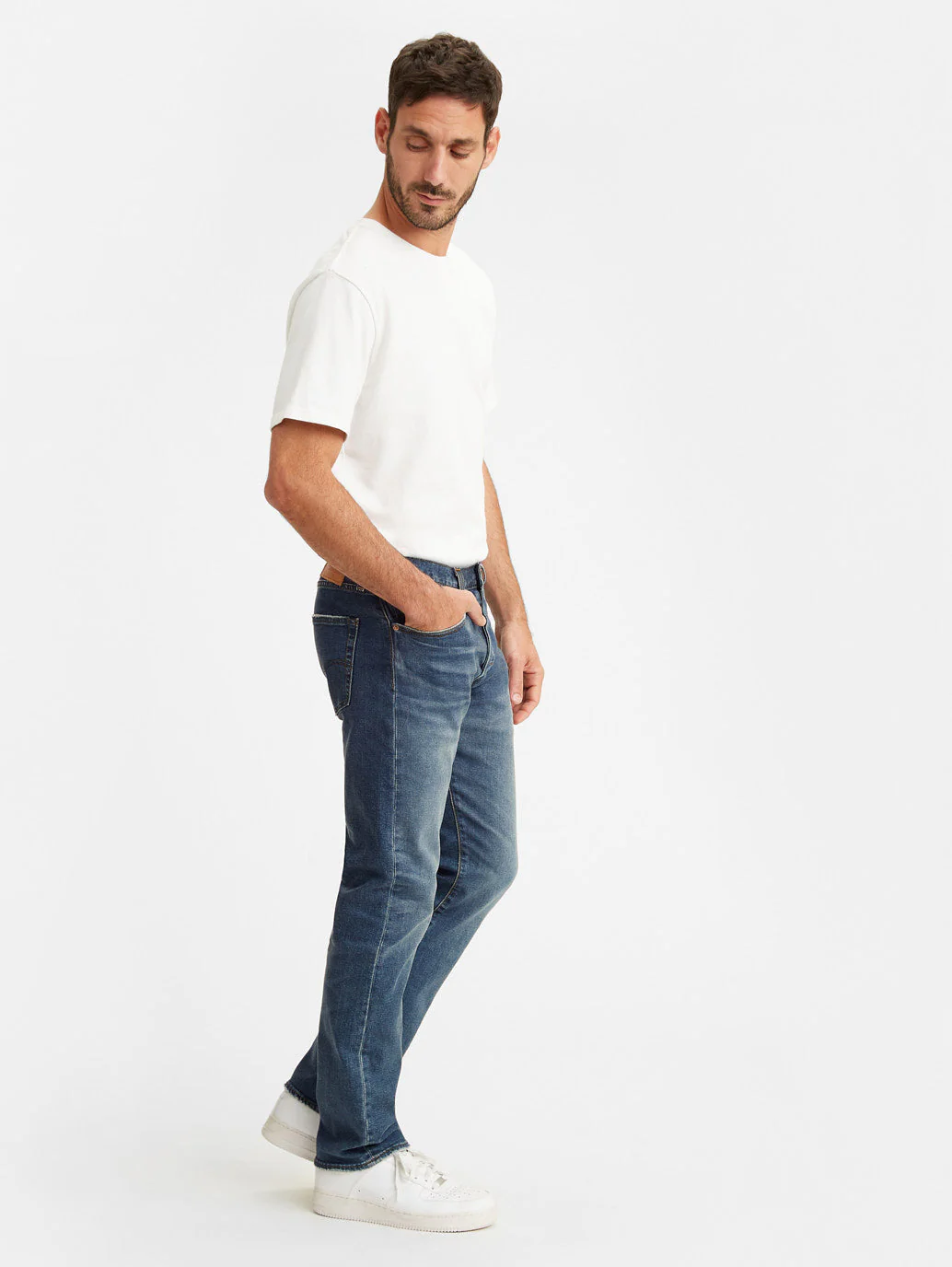 Men's 501 Blue Straight Fit Mid Rise Jeans - Image 3