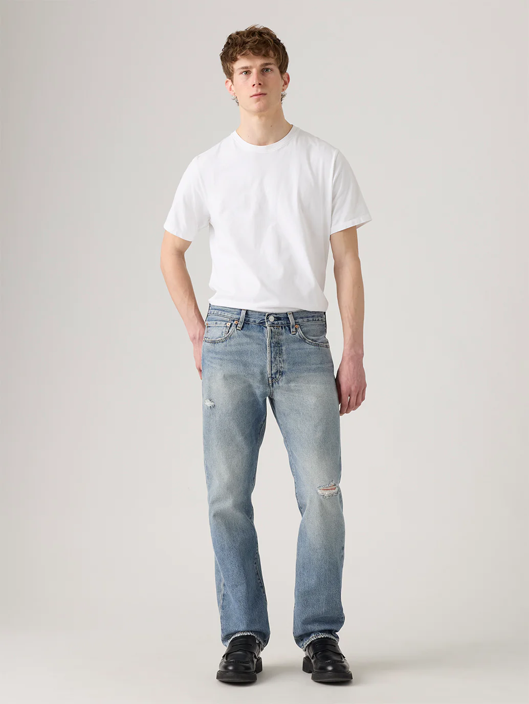 Men's 501 Blue Straight Fit Mid Rise Jeans - Image 2