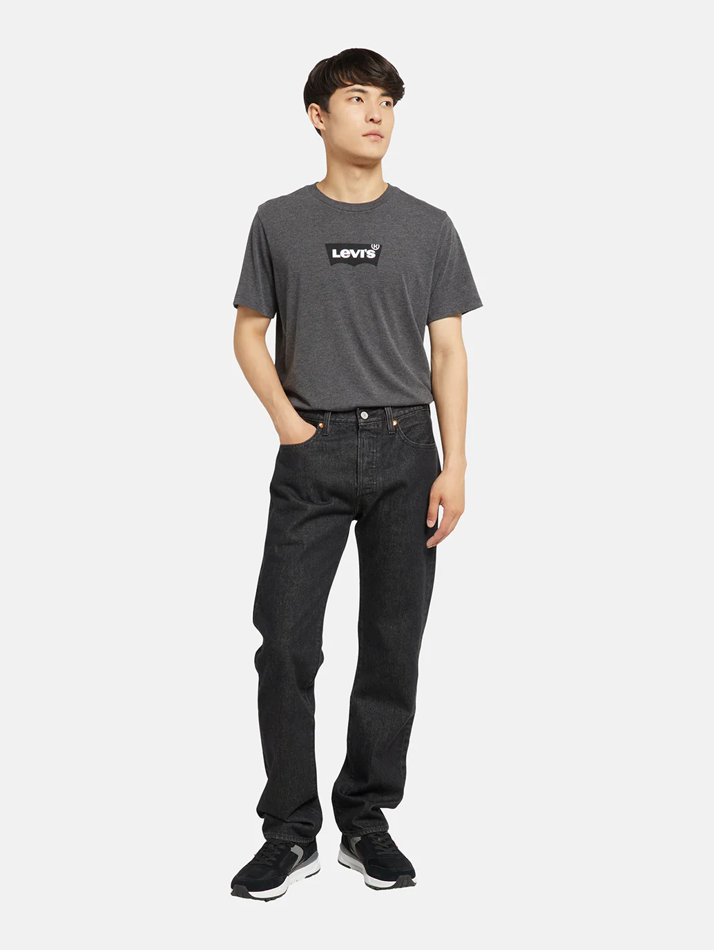 Men's 501 Black Straight Fit Mid Rise Jeans
