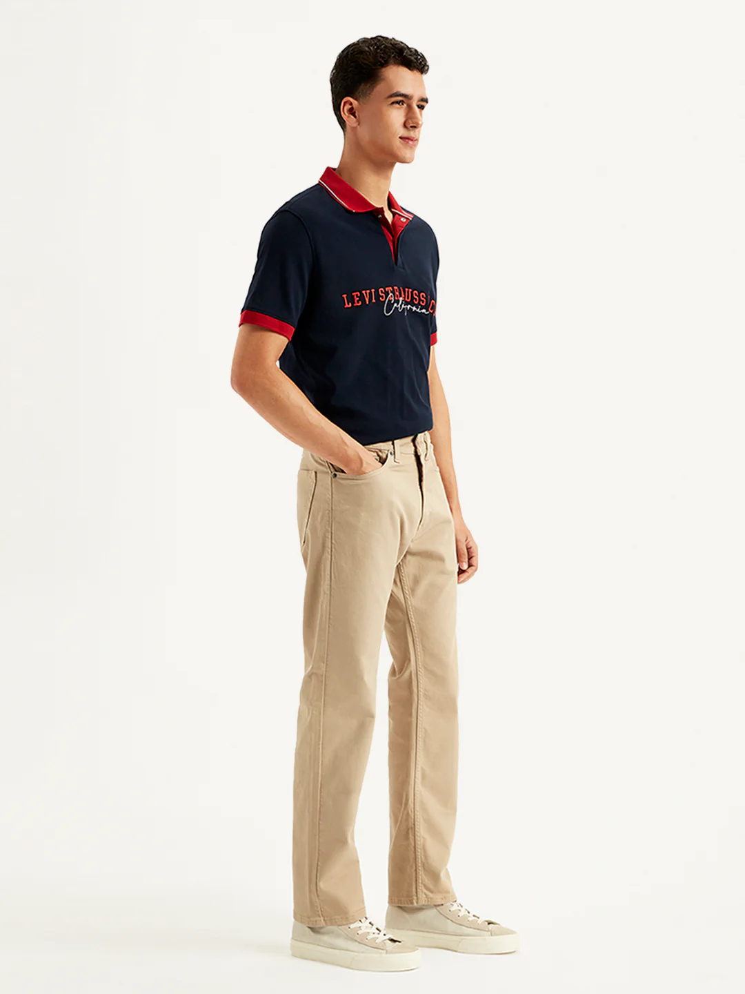 Men's 505 Beige Straight Fit Mid Rise Jeans - Image 5