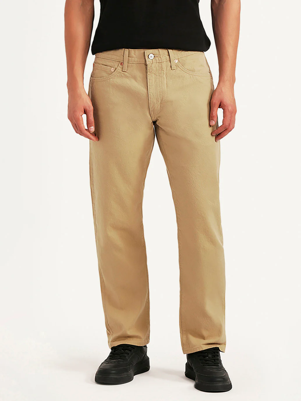 Men's 505 Beige Straight Fit Mid Rise Overdyed Jeans - Image 2