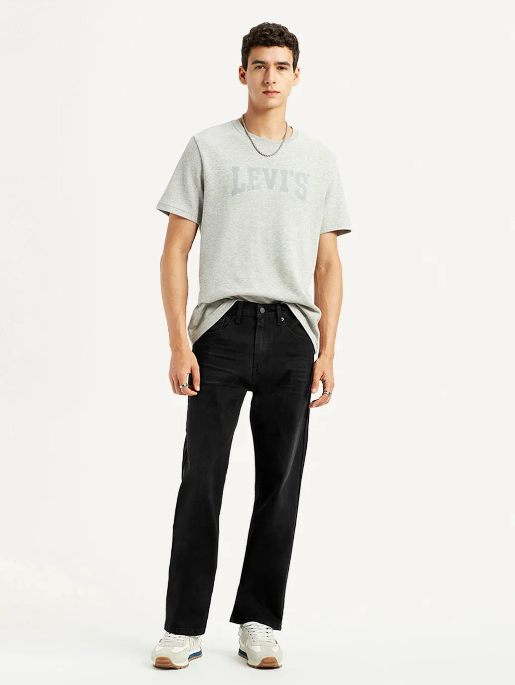 Men's 505 Black Straight Fit Mid Rise Jeans