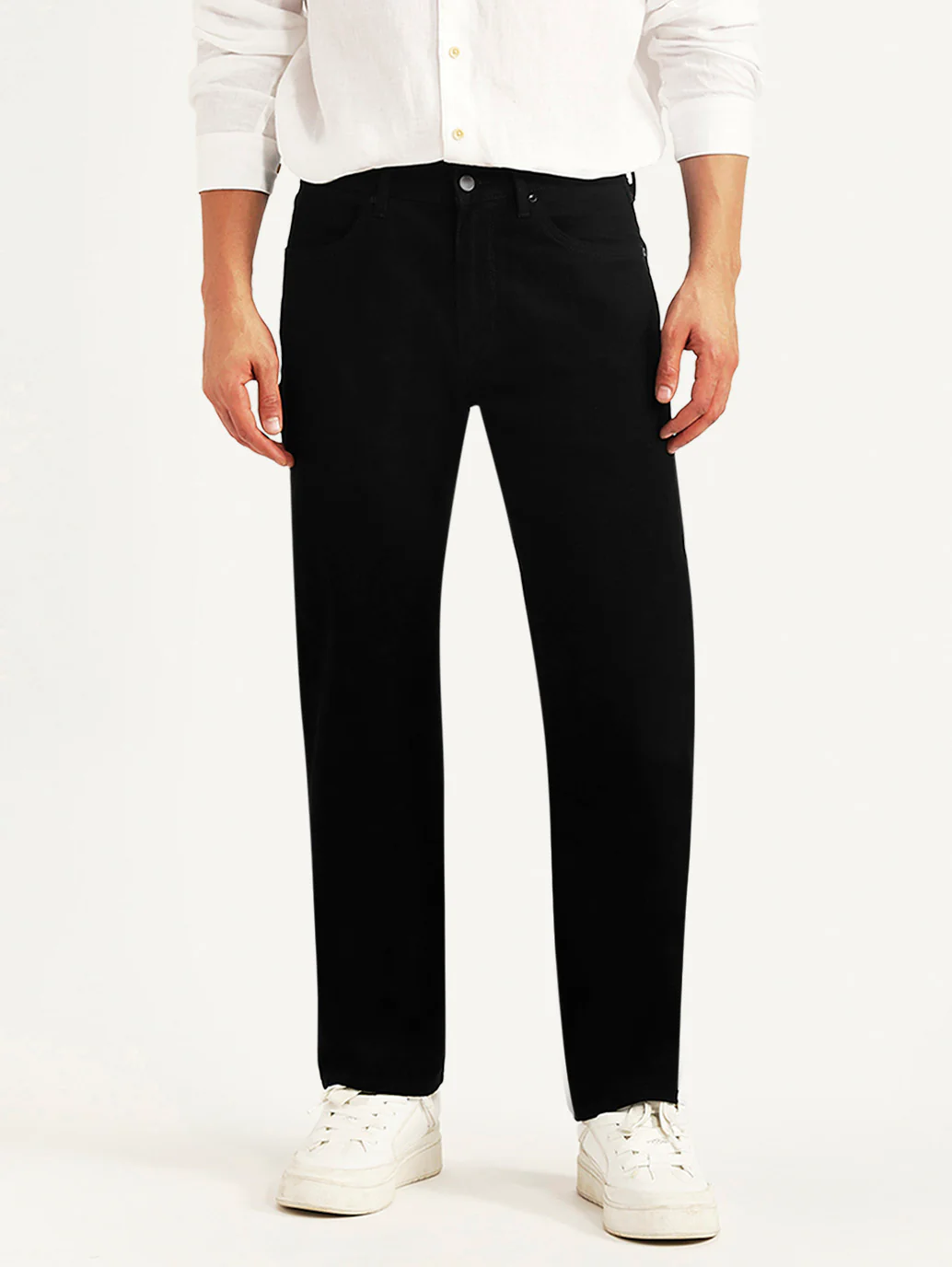 Men's Redloop 505 Black Straight Fit Mid Rise Jeans - Image 3
