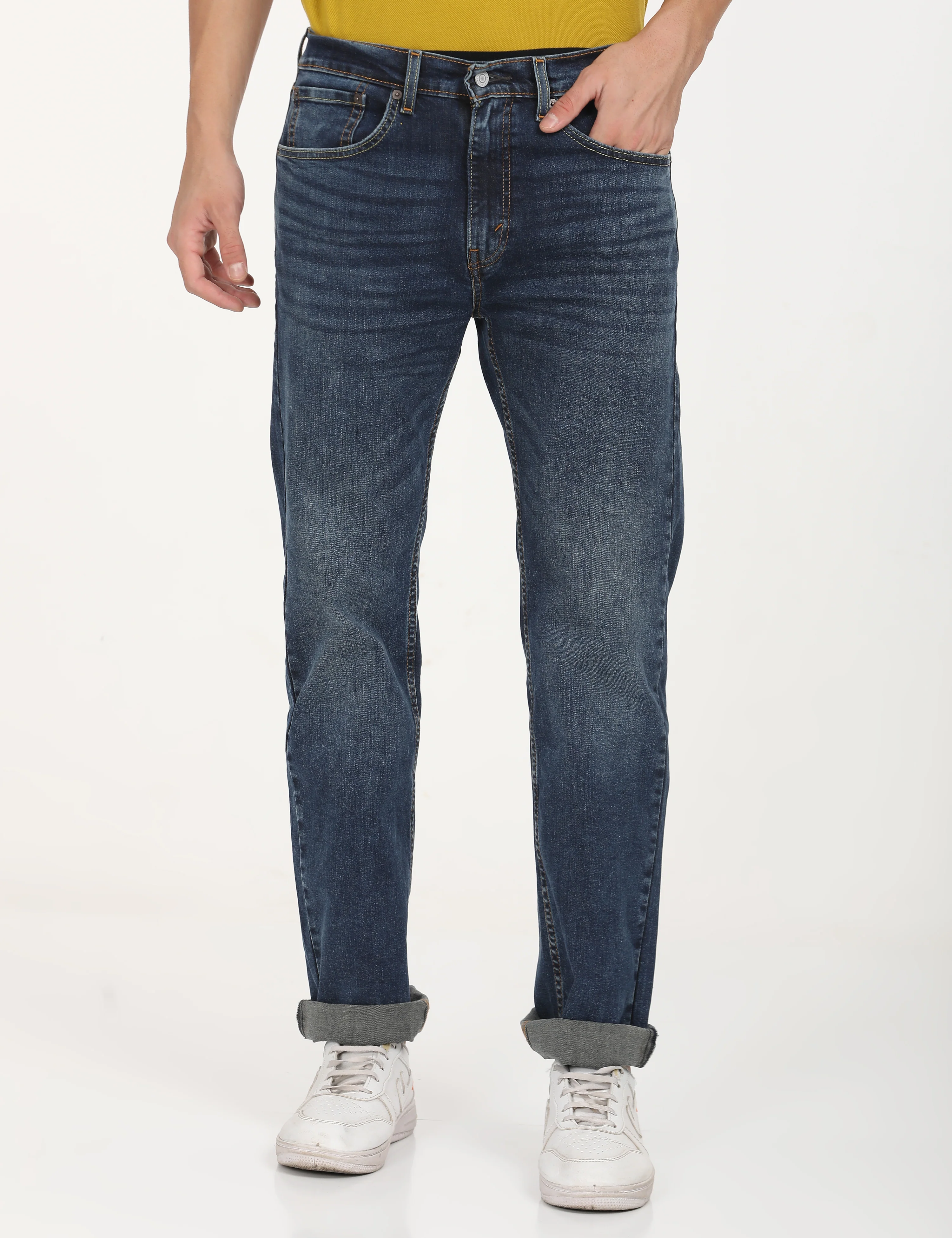 Men's 505 Blue Straight Fit Mid Rise Jeans - Image 3
