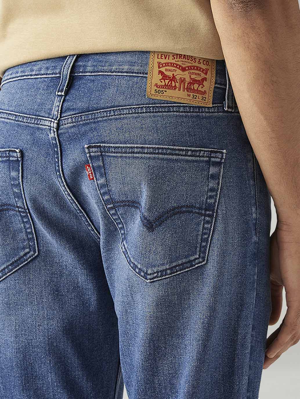 Men's 505 Blue Straight Fit Hyper Stretch Jeans - Image 5