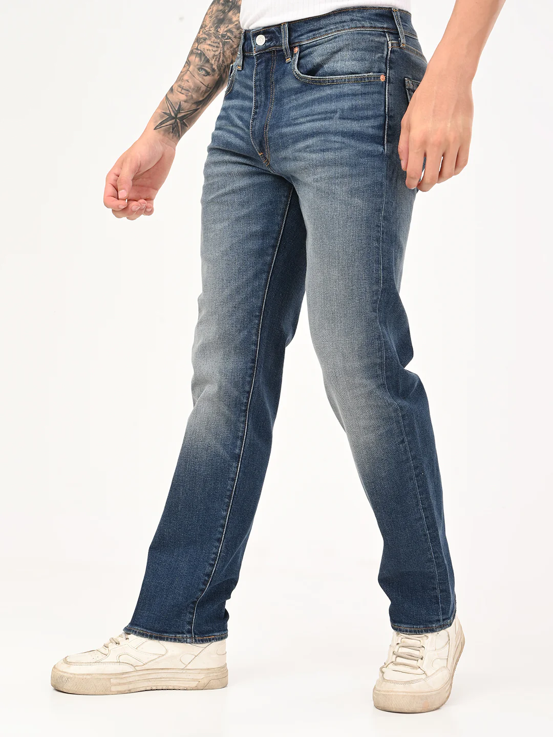 Men's 505 Blue Straight Fit Mid Rise Jeans - Image 4