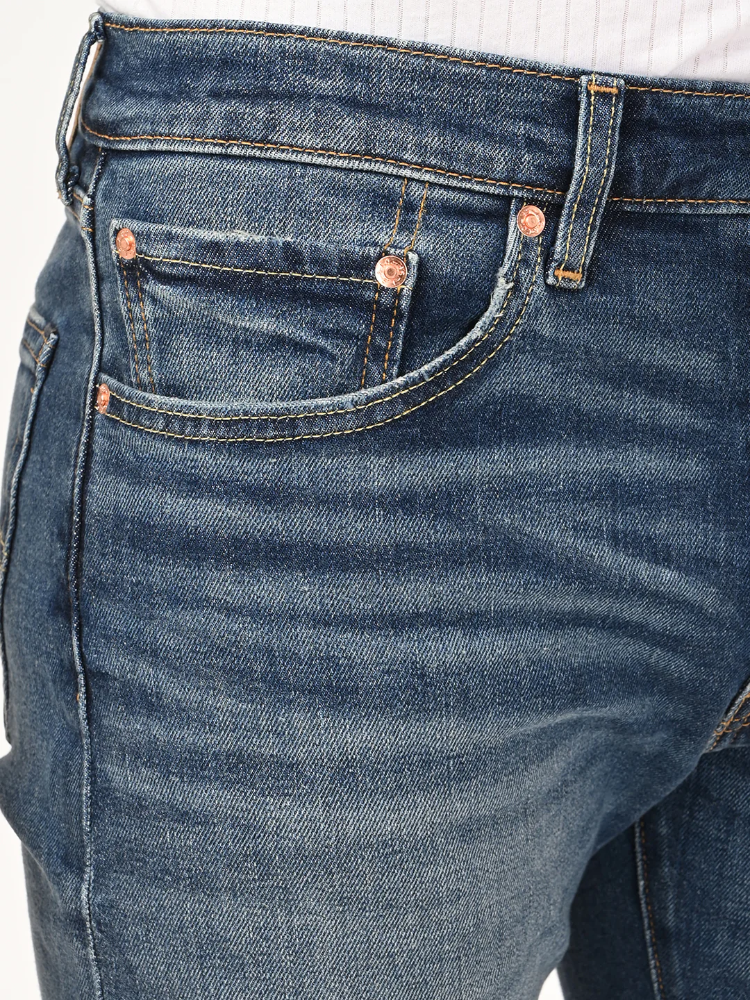 Men's 505 Blue Straight Fit Mid Rise Jeans - Image 7