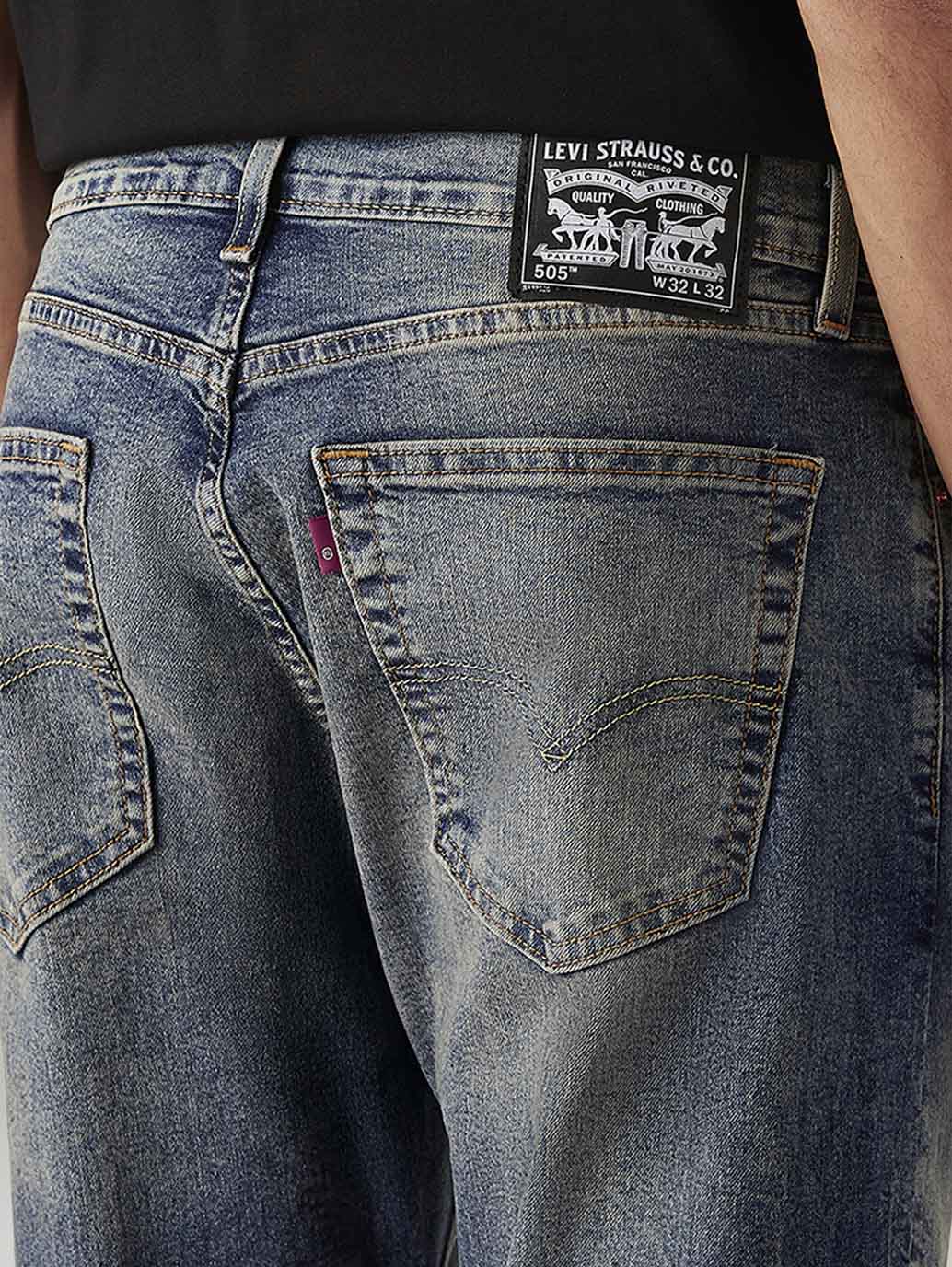 Men's Tinted 505 Med Indigo Straight Fit Mid Rise Jeans - Image 6