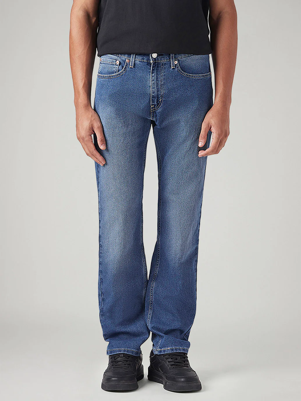 Men's 505 Med Indigo Straight Fit Mid Rise Jeans - Image 3