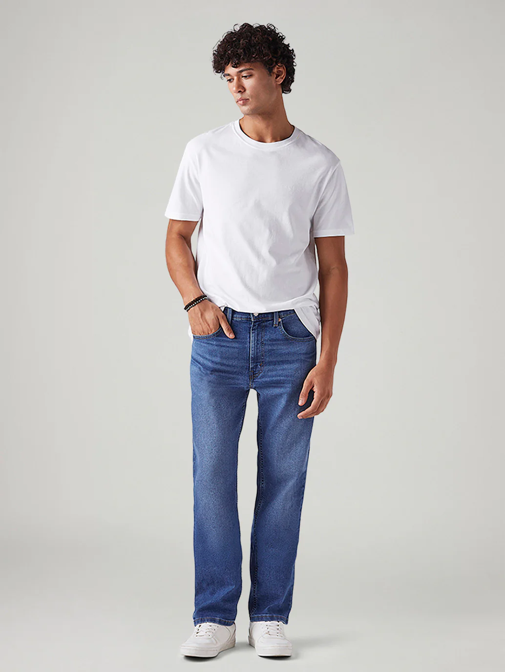 Men's 505 Blue Straight Fit Mid Rise Jeans