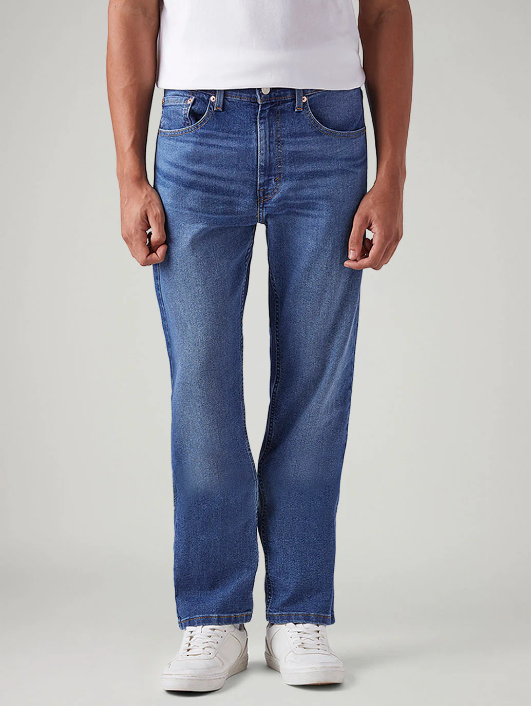 Men's 505 Blue Straight Fit Mid Rise Jeans - Image 3