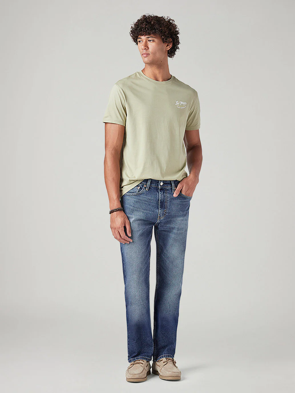 Men's 505 Blue Straight Fit Mid Rise Jeans