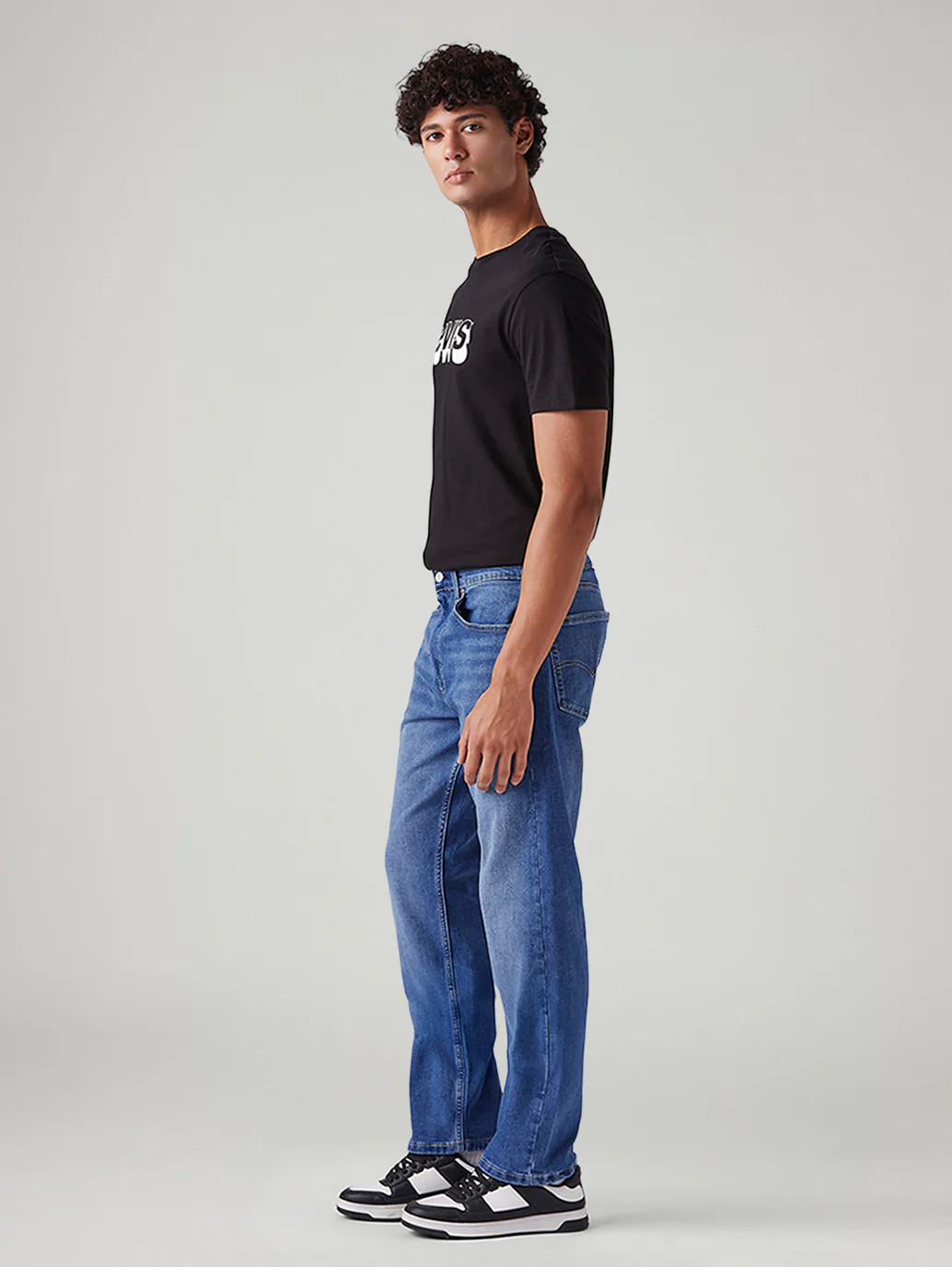 Men's 505 Blue Straight Fit Mid Rise Jeans - Image 6