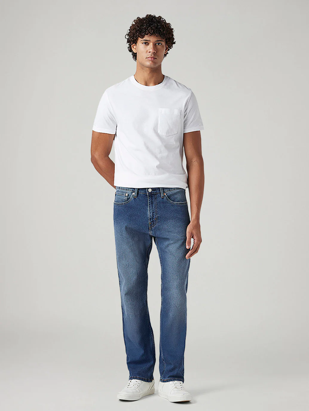 Men's 505 Med Indigo Straight Fit Mid Rise Jeans - Image 2