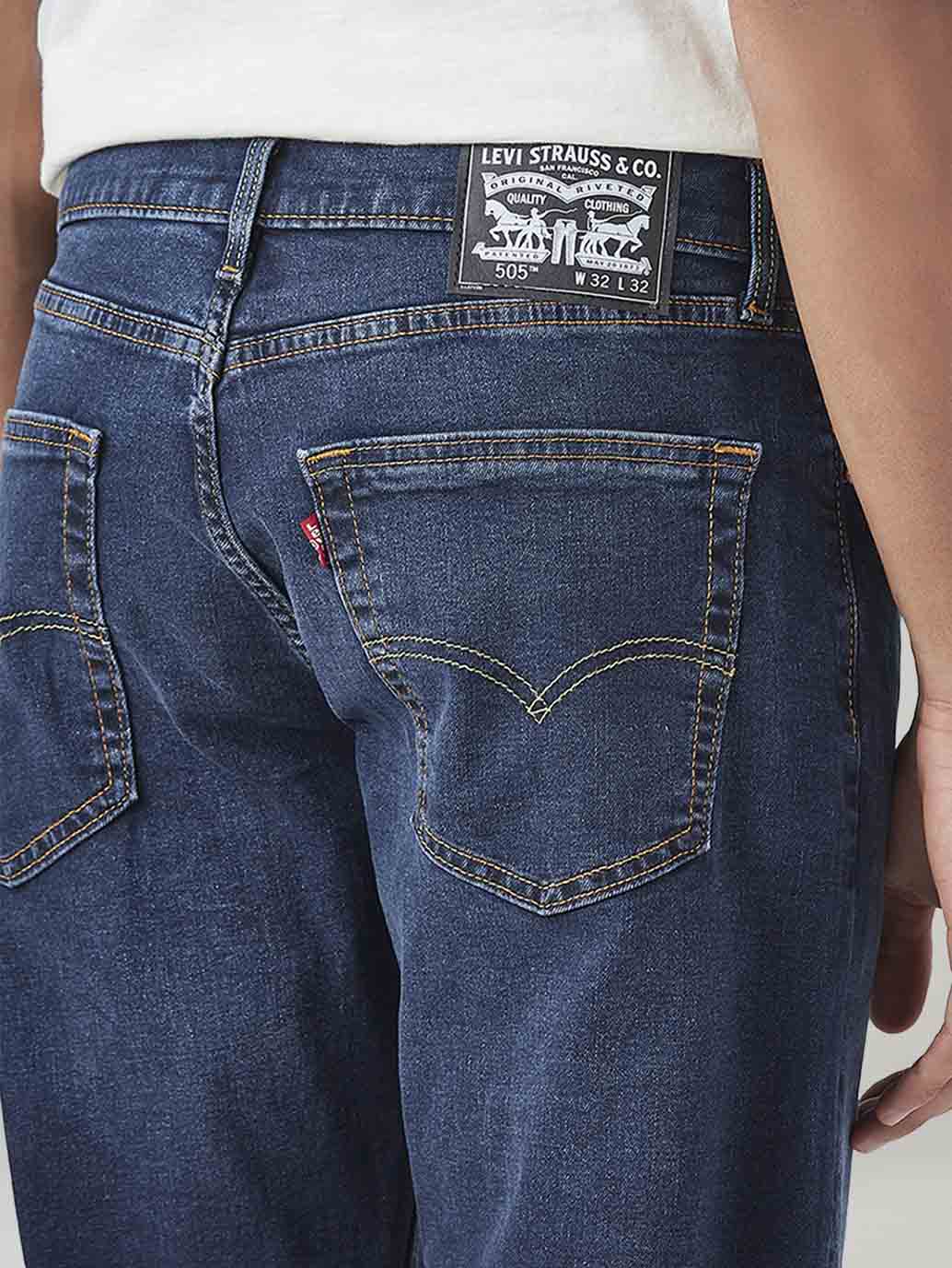 Men's 505 Blue Straight Fit Mid Rise Jeans - Image 6