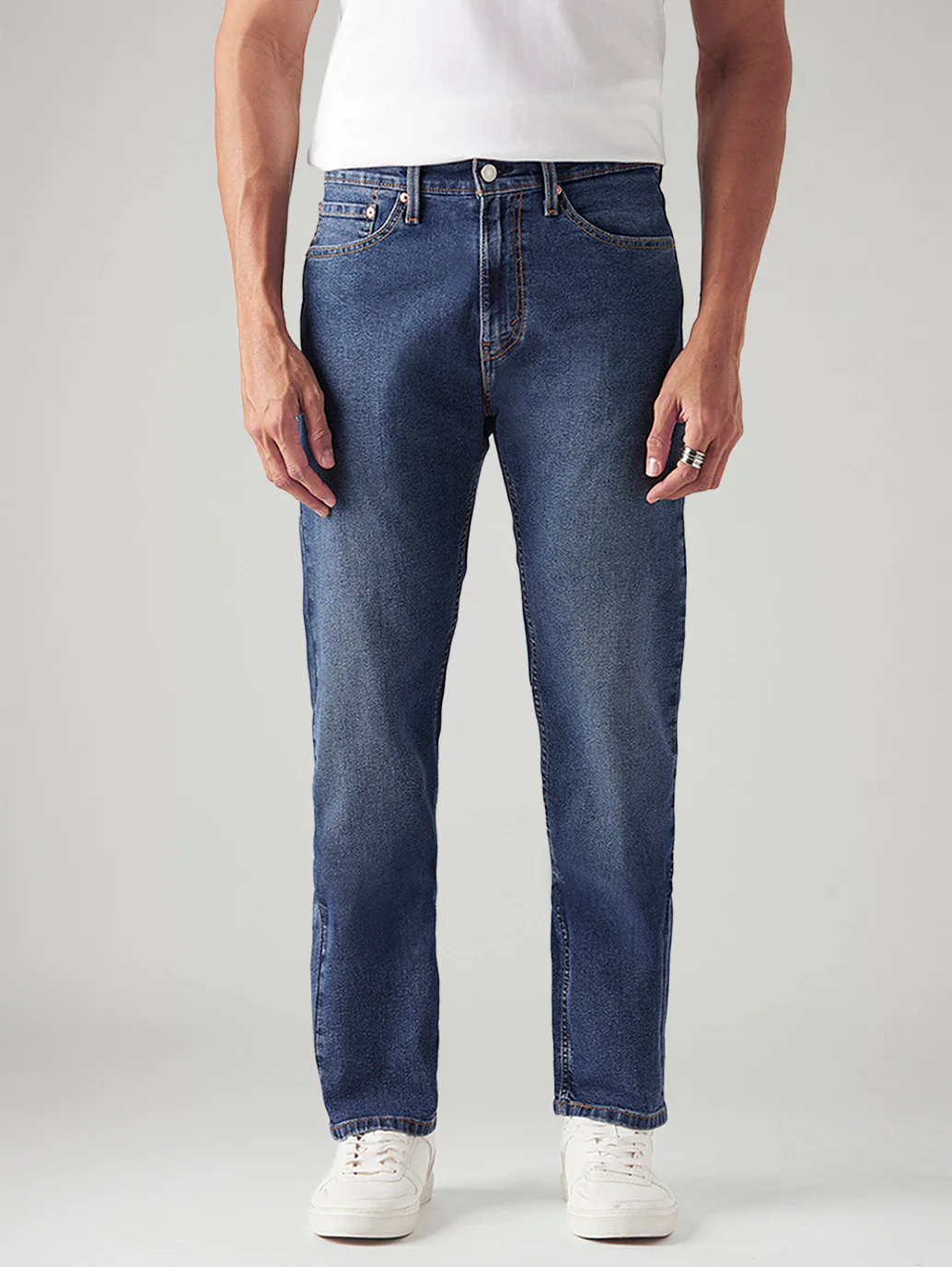 Men's 505 Med Indigo Straight Fit Mid Rise Jeans - Image 3