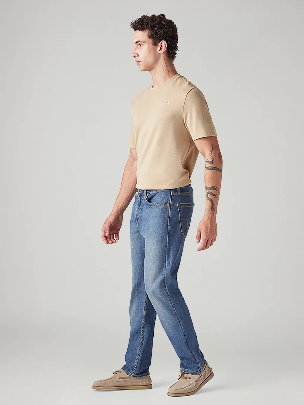 Men's 505 Med Indigo Straight Fit Mid Rise Jeans - Image 7