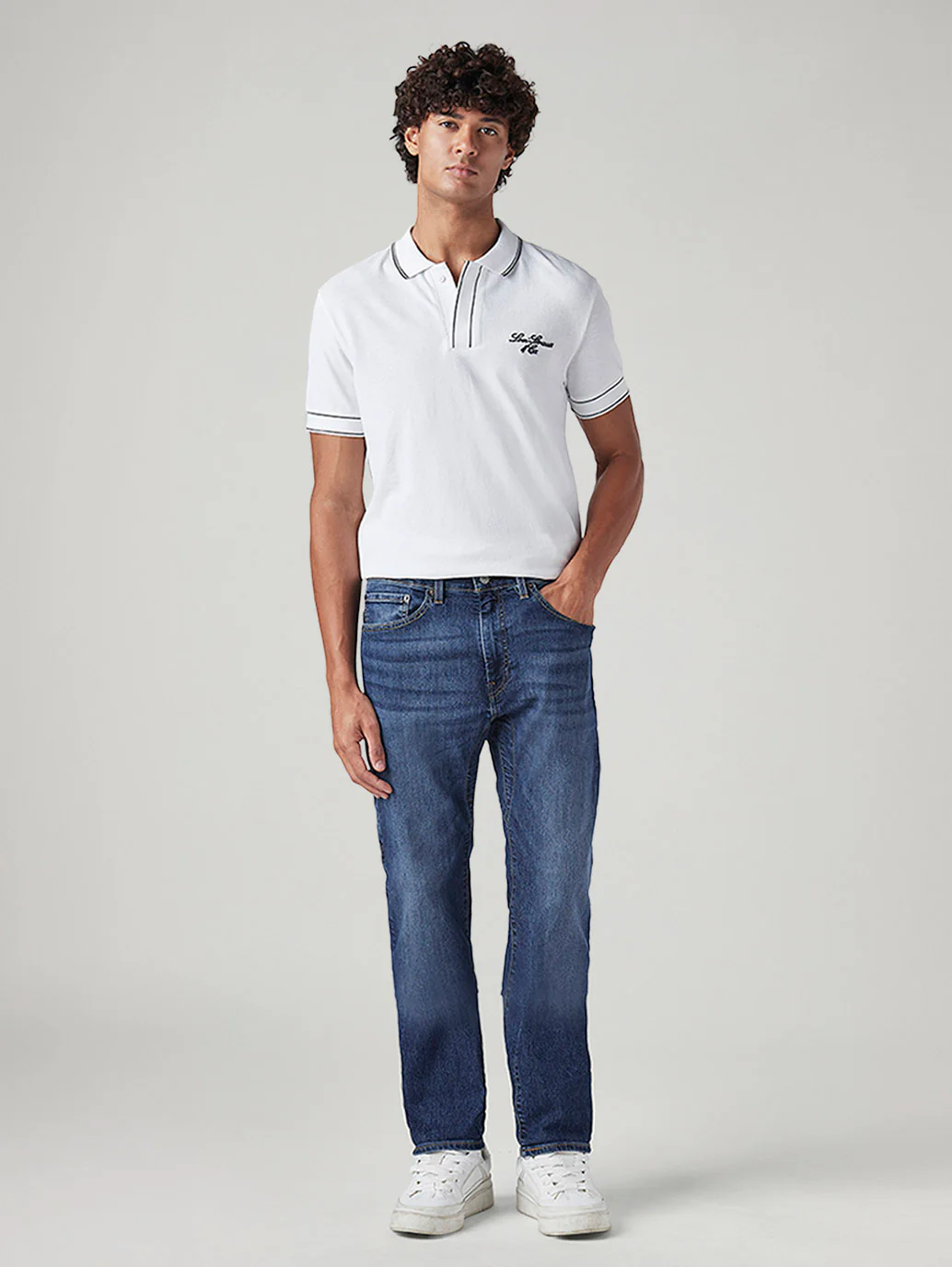 Men's 505 Blue Straight Fit Mid Rise Commuter Jeans - Image 2