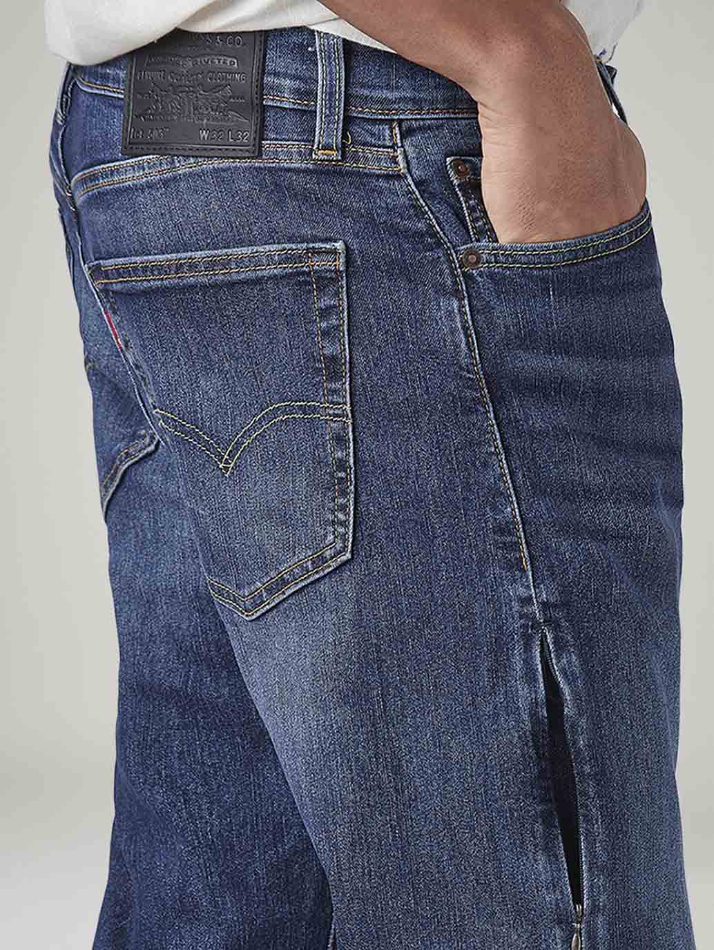 Men's 505 Blue Straight Fit Mid Rise Commuter Jeans - Image 6