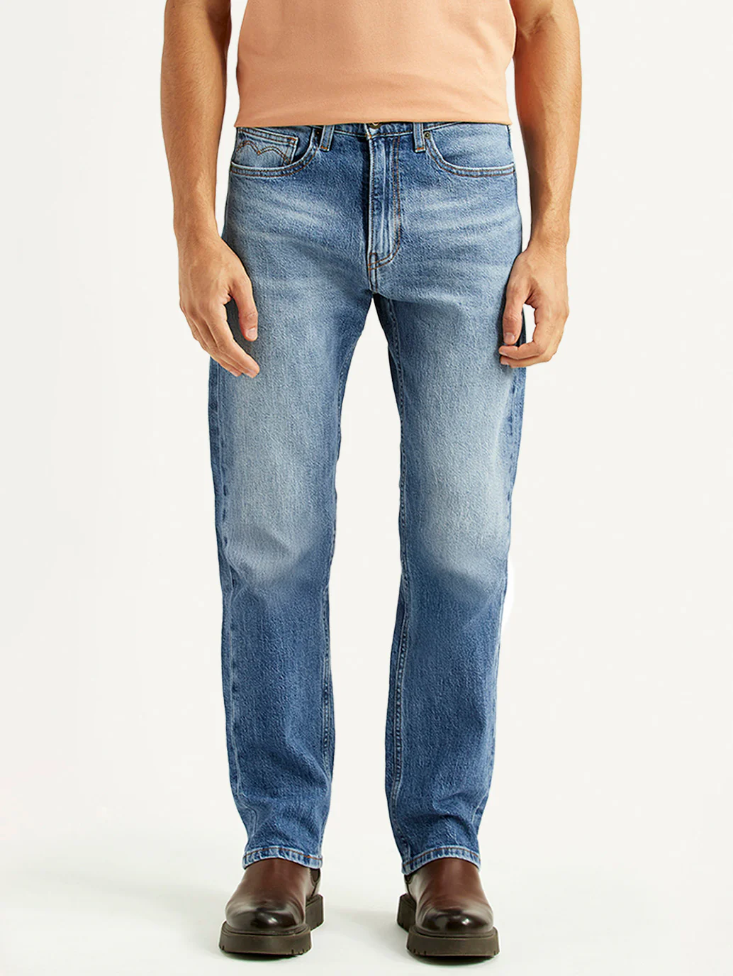 Men's 505 Blue Straight Fit Mid Rise Jeans - Image 2