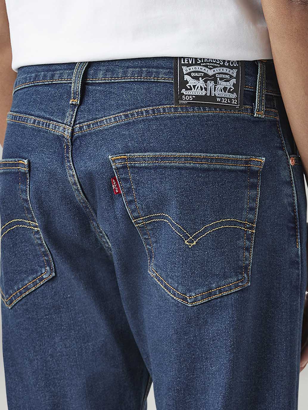 Men's 505 Blue Straight Fit Mid Rise Tinted Jeans - Image 5