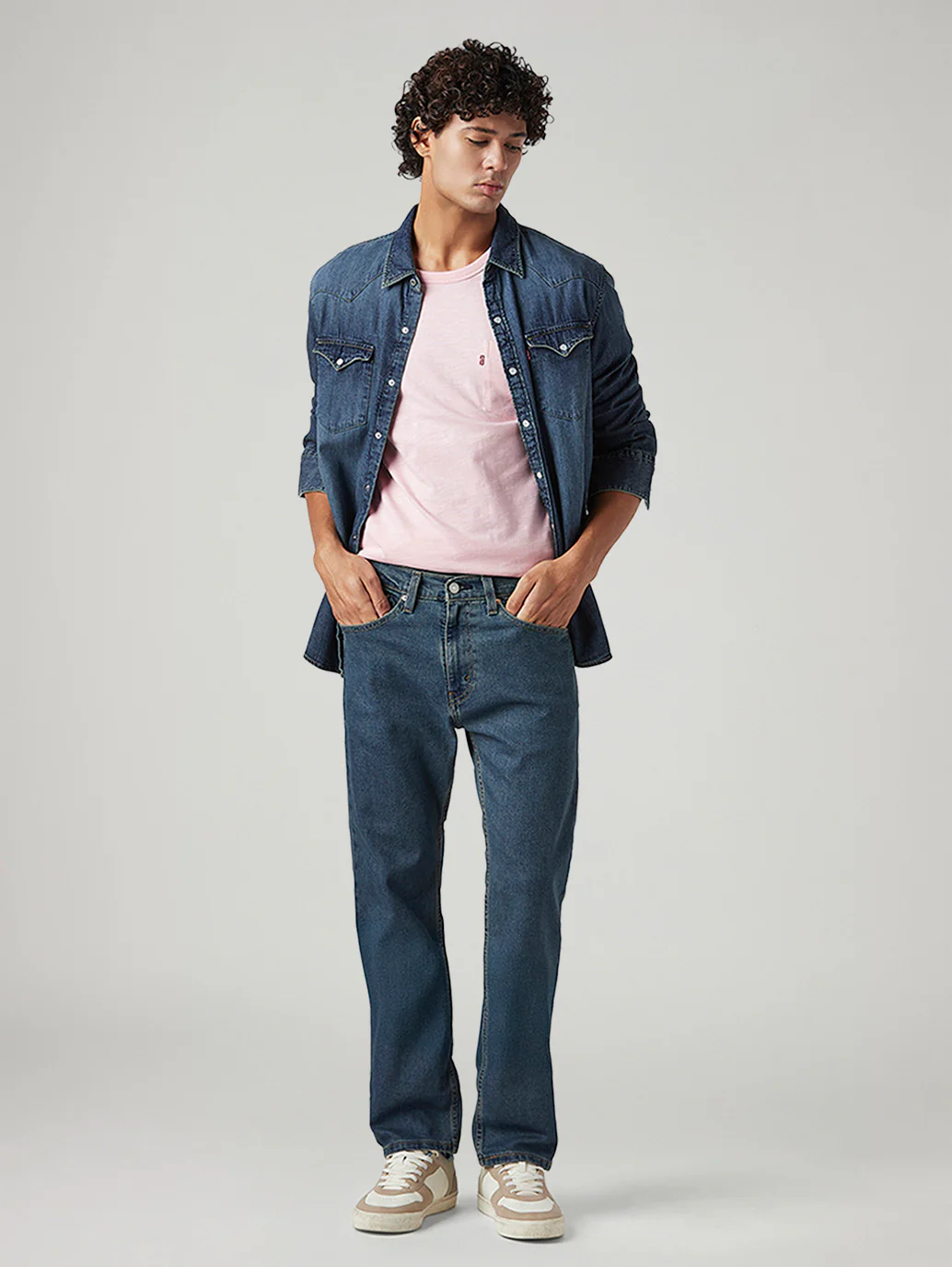 Men's 505 Med Indigo Straight Fit Mid Rise Tinted Jeans