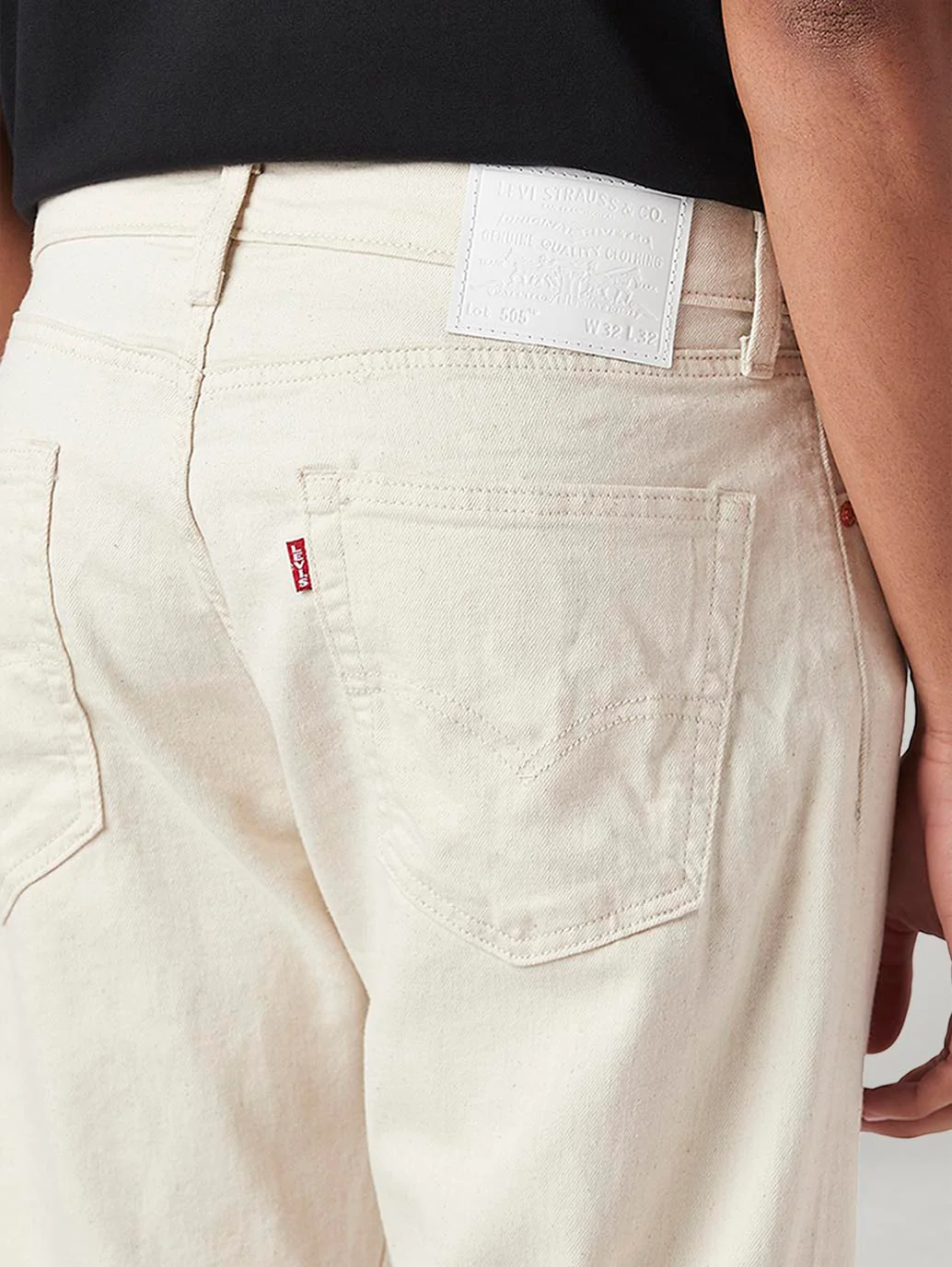 Men's 505 Cream Straight Fit Mid Rise Linen Jeans - Image 5