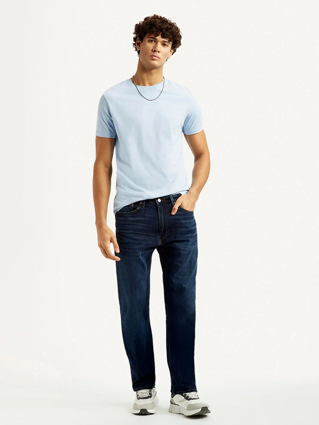 Men's 505 Dark Blue Straight Fit Mid Rise Jeans