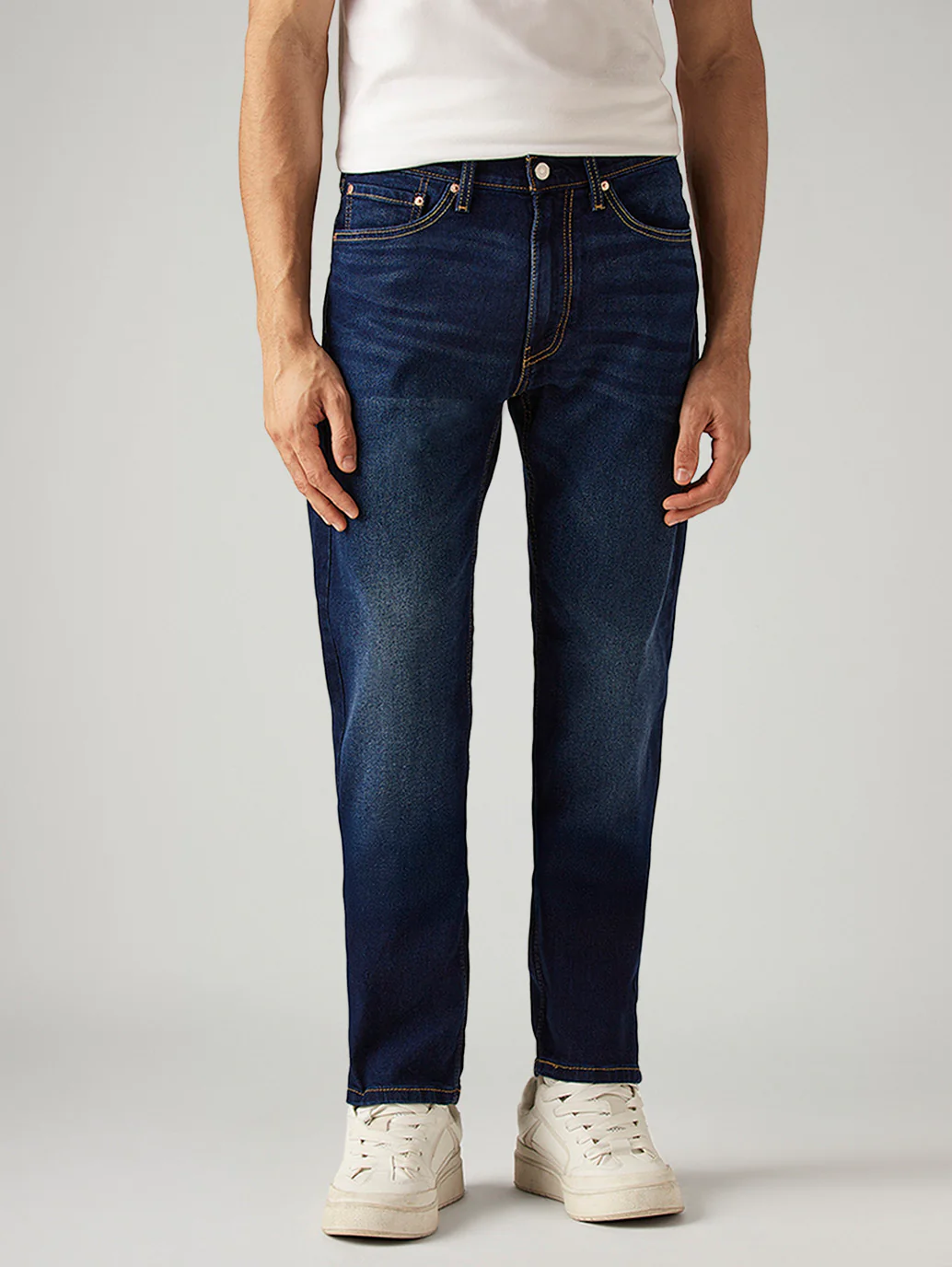 Men's 505 Dark Blue Straight Fit Mid Rise Jeans - Image 3