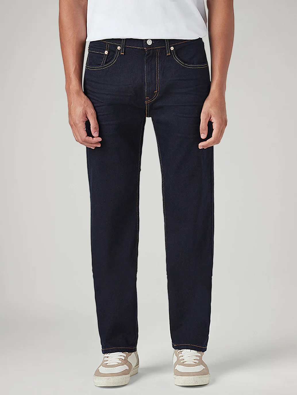 Men's 505 Dark Blue Straight Fit Mid Rise Jeans - Image 3