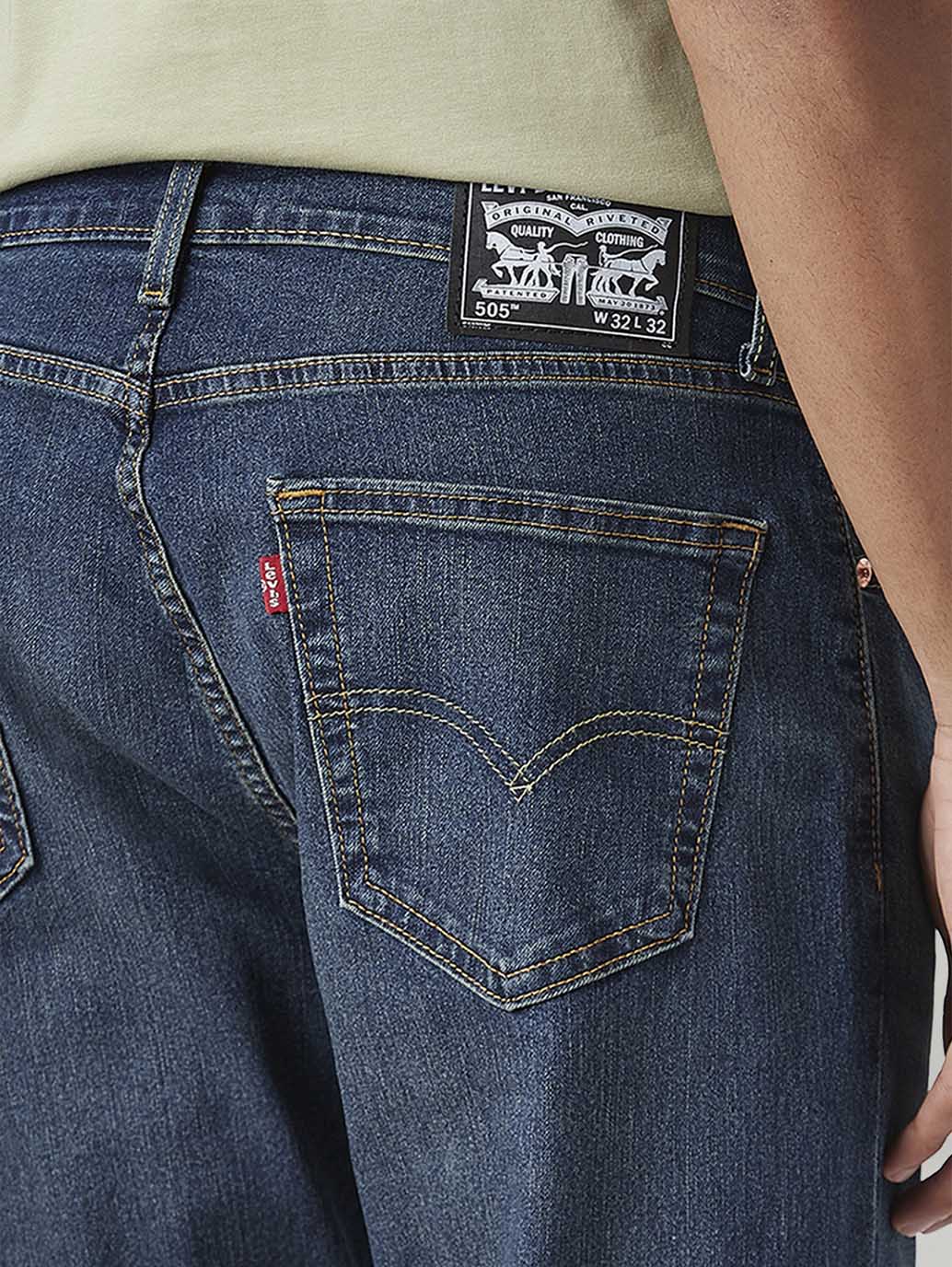 Men's 505 Dark Indigo Straight Fit Mid Rise Tinted Jeans - Image 5