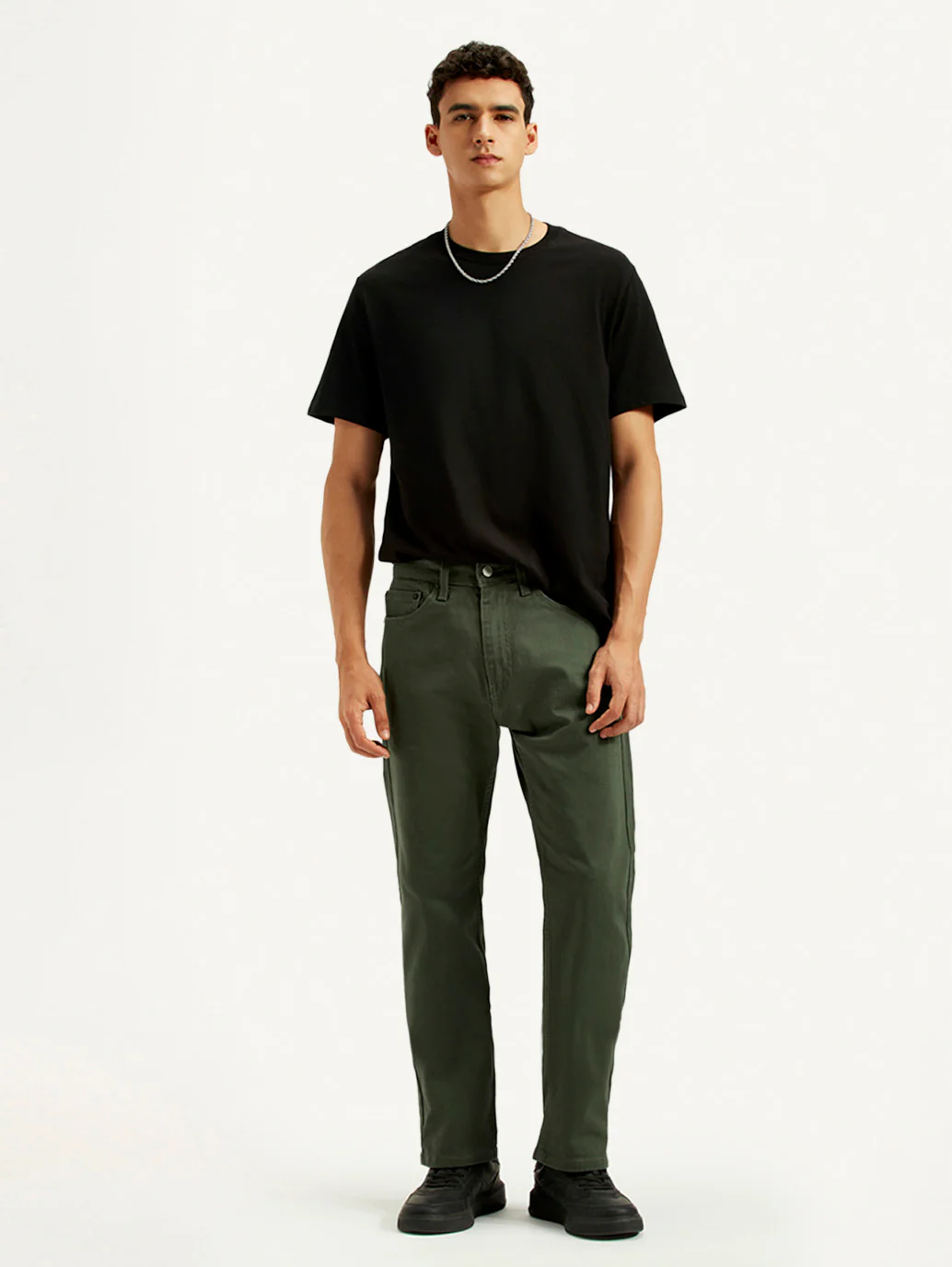 Men's 505 Olive Green Overdyed Straight Fit Mid Rise Jeans