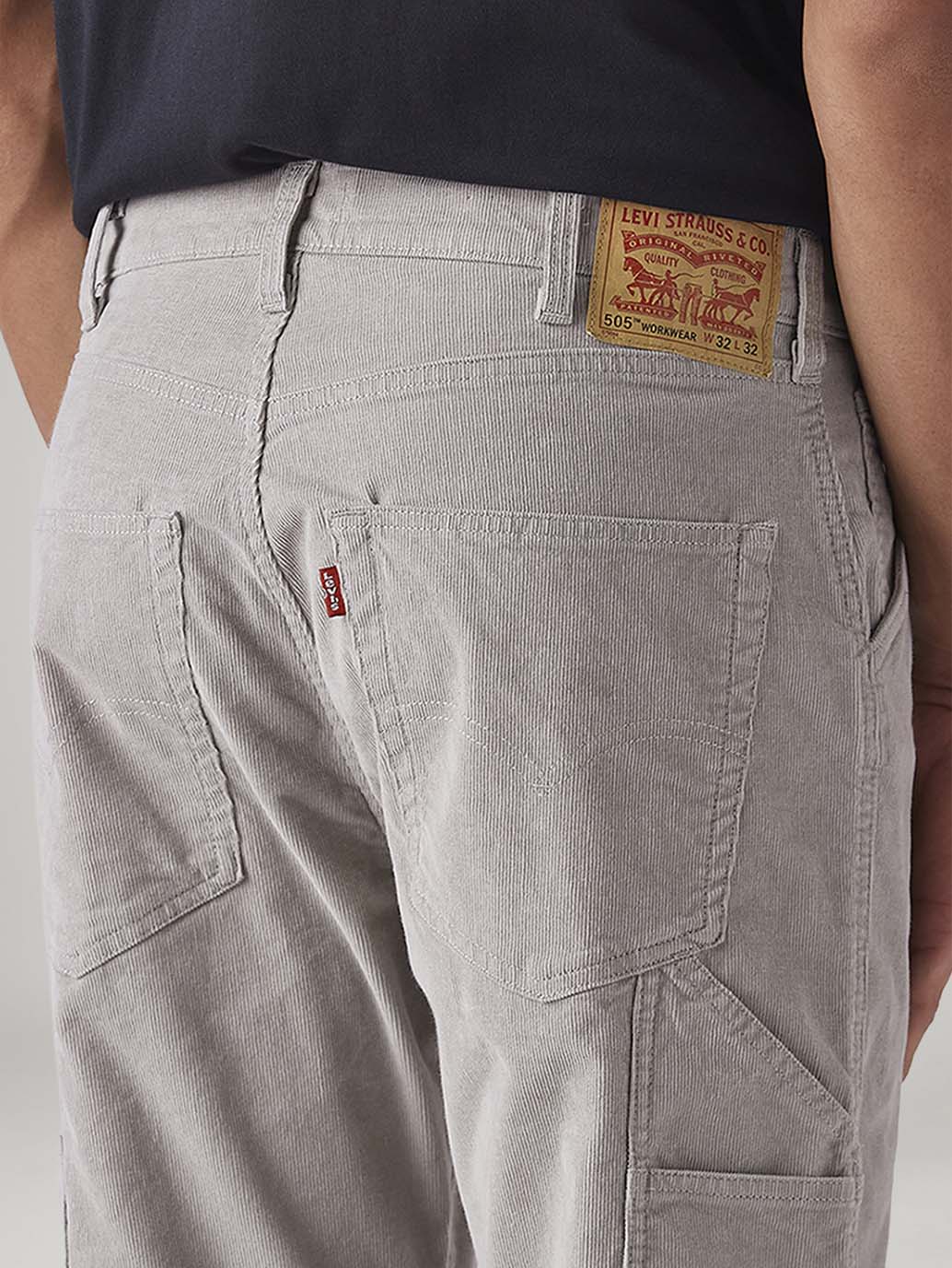 Men's 505 Grey Straight Fit Mid Rise Corduroy Cargos - Image 5